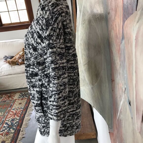 H&M Black White Open Front Wool Sweater SZ Small - Picture 7 of 8